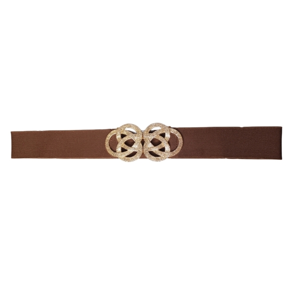 Chico’s One Size Stretch Boho Brown Gold Buckle Belt - Picture 3 of 13